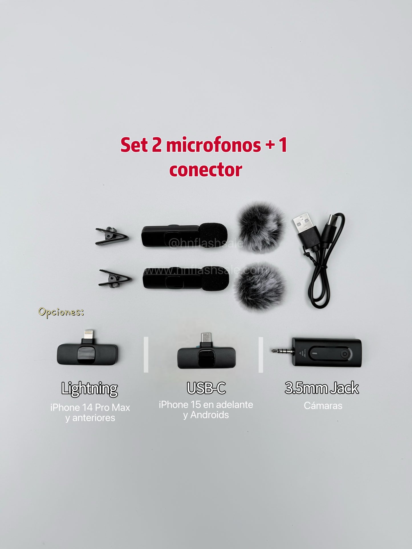 Set 2 micrófonos + 1 conector