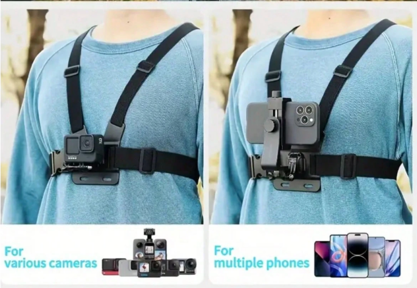 Arnés de grabacion POV para camara de acción y celular