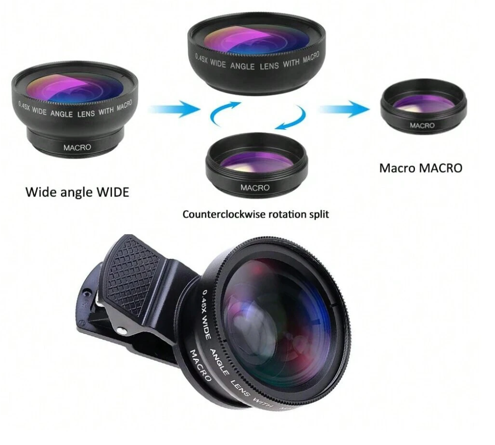 Kit de lentes súper gran angular y macro HD con clip
